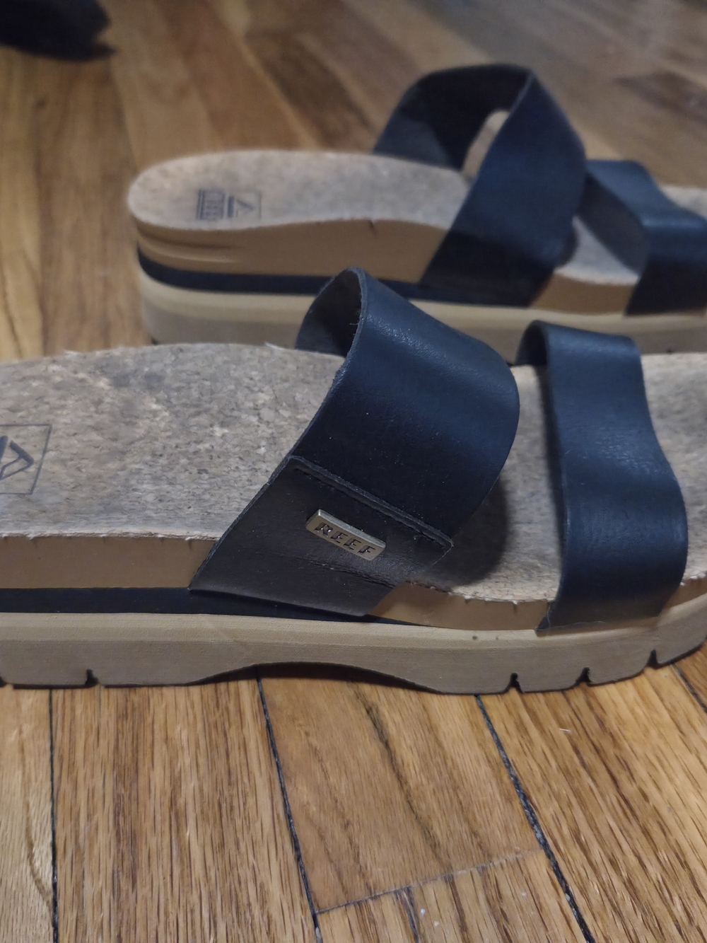 Reef Black Double-Band Platform Slide Sandal
